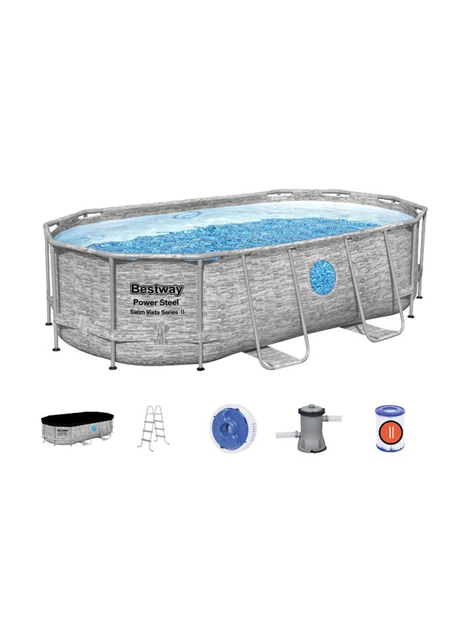 Bestway Power Steel Swim Vista Series  Oval Pool Set ,filter Pump,ladder,cover,dispenser 427x250x100cm  - Image 3