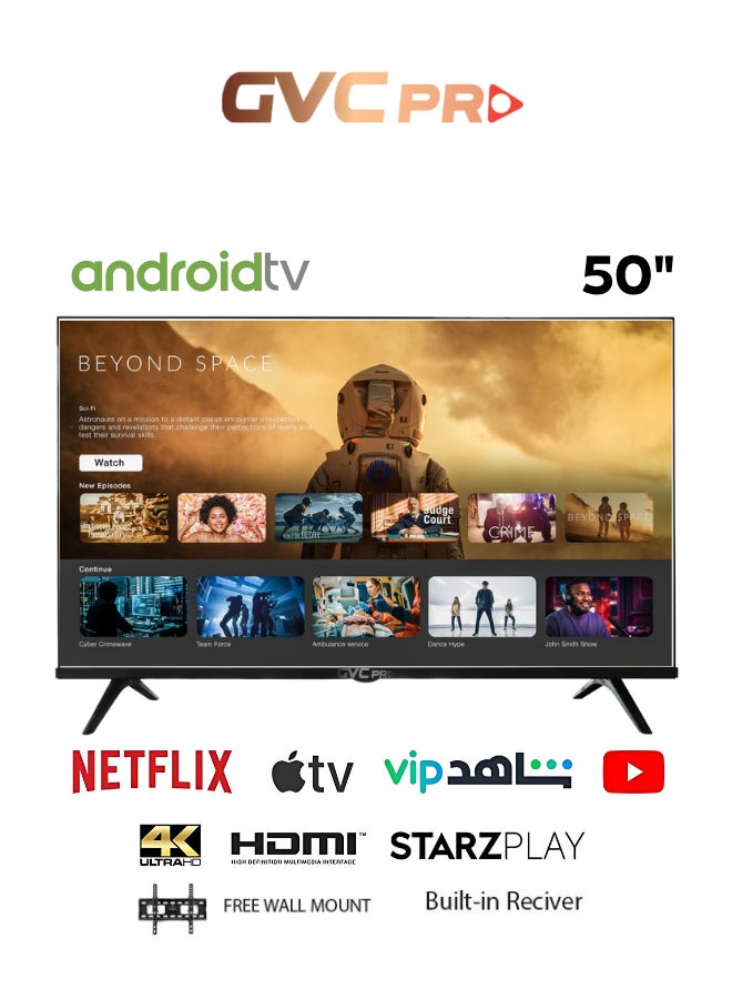 gvc pro 50 Inch Smart Android TV , 4k, LD-50TVS/LD-50TVUS Black - Image 1