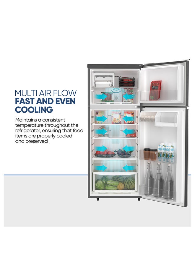 NIKAI 425L Gross / 254L Net, Double Door Top Mount Refrigerator, No Frost Fridge, Toughened Glass Shelves, R600A Refrigerant, Best For Home And Office, 10 Years Inverter Compressor Warranty, Made In India 400.04 kW NRF425FSS Grey - Image 4