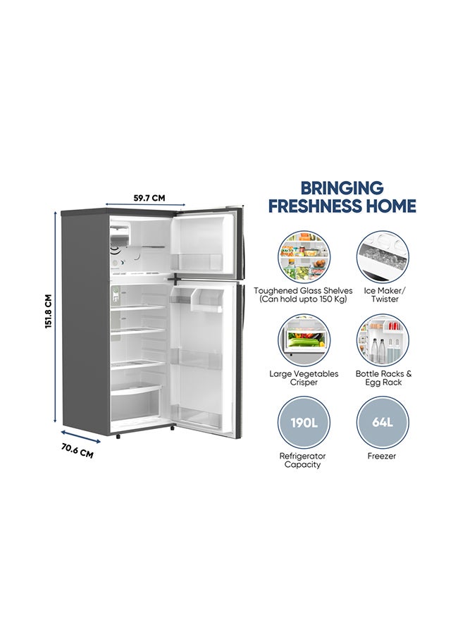NIKAI 425L Gross / 254L Net, Double Door Top Mount Refrigerator, No Frost Fridge, Toughened Glass Shelves, R600A Refrigerant, Best For Home And Office, 10 Years Inverter Compressor Warranty, Made In India 400.04 kW NRF425FSS Grey - Image 5