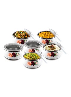 JAYPEE 6 Piece Insulated Bowl Set with Plastic Lid Stainless Steel White 255ml eachml  - Image 1