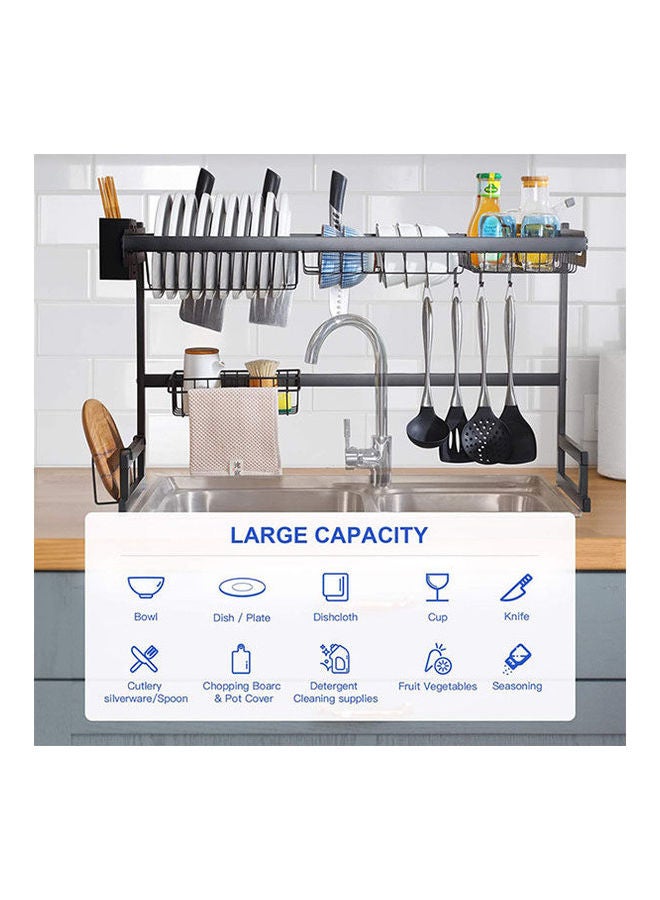 Dish Drying Rack Over The Sink Dish Rack 2 Tier Stainless Steel Dish Rack Large Dish Drainer For Kitchen Organizer Storage Space Saver Black - Image 2