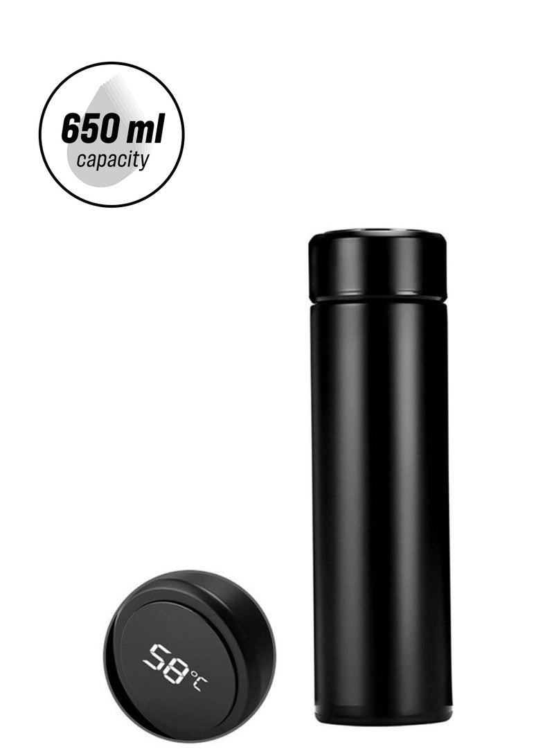 Generic - Temperature Display Vacuum Flask, Stainless Steel Water Bottle 17Oz Thermos With Led Touch Screen Tempreture Display With Double Wall Vacuum Insulated Sweatproof Sport Design, Coffee Thermal Mug Black - Image 1