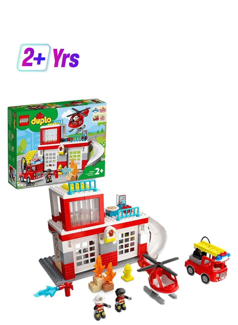 LEGO 6379260 Rescue Fire Station & Helicopter 10970 Building Toy; Playset for Little Firefighters with a Fire Engine, Helicopter, Hose, Ladder, Hydrant and Firefighter Figures; Great Gift for Kids Aged 2+ (117 Pieces) 117 2+ Years - Image 1