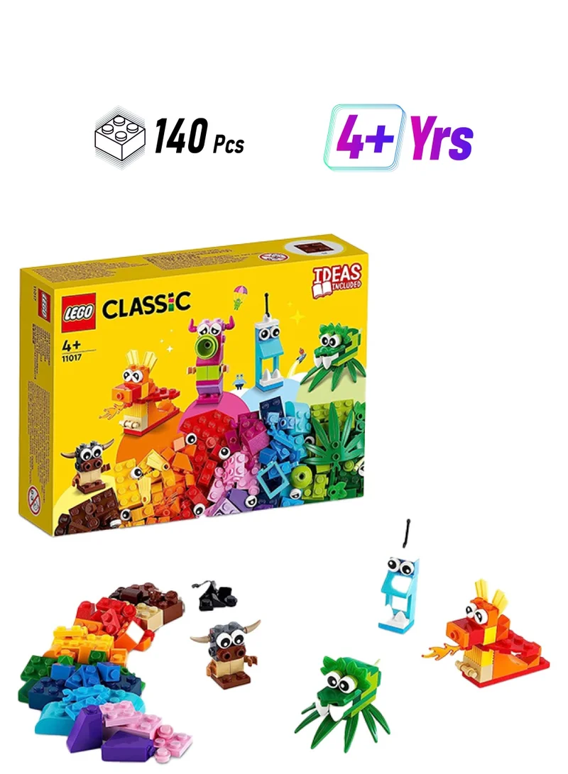 ليغو Classic Creative Monsters Building Kit; Includes 5 Monster Toy Mini Build Ideas To Inspire Creative Play For Kids Aged 4 And Up; Helps Children Develop Key Life Skills (140 Pieces) 11017