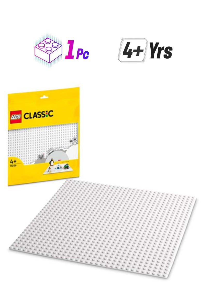 LEGO 6384604 Classic White Baseplate 11026 Building Kit; Square 32x32 Landscape for Open-Ended, Imaginative Building Play; Can be Given as a Birthday, Holiday or Any-Day Gift for Kids Aged 4 and up (1 Piece) 1 4+ Years  - Image 1