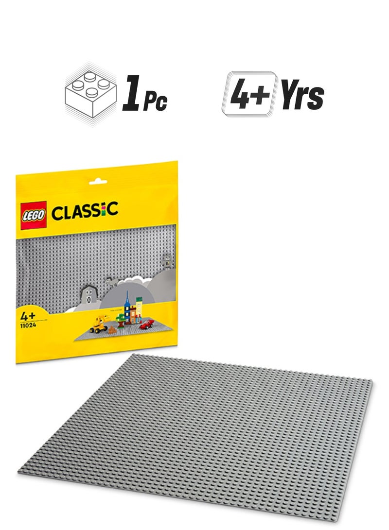 LEGO 6384600 LEGO® Classic Grey Baseplate 11024 Building Kit; Square 48x48 Landscape for Open-Ended Imaginative Building Play; Can Be Given as a Birthday, Holiday or Any-Day Gift for Kids Aged 4 and up (1 Piece) 4+ Years  - Image 1