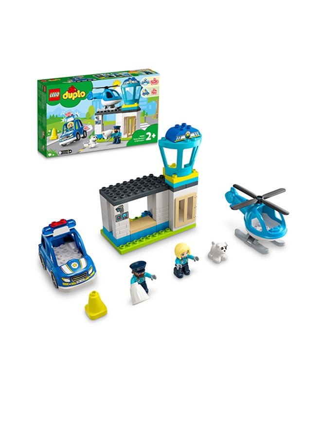 LEGO 6379240 6379240 Duplorescue Police Station & Helicopter 10959 Building Toy Playset; Includes A Police Car, Helicopter, 2 Officer Figures And A Building With Imaginative Accessories; Great Gift For Kids Aged 2+ (40 Pieces) 2+ Years 2+ Years - Image 1