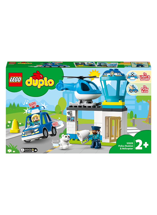 LEGO 6379240 6379240 Duplorescue Police Station & Helicopter 10959 Building Toy Playset; Includes A Police Car, Helicopter, 2 Officer Figures And A Building With Imaginative Accessories; Great Gift For Kids Aged 2+ (40 Pieces) 2+ Years 2+ Years - Image 2