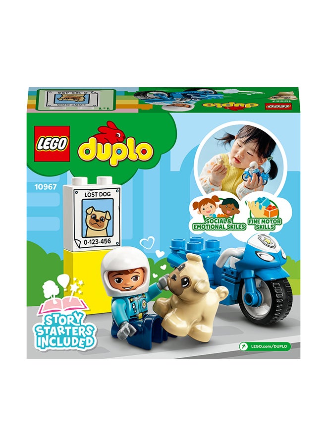 LEGO - 6379254 LEGO® DUPLO® Rescue Police Motorcycle 10967 Building Toy for Imaginative Play; Police Officer Bike and Cute Dog; Finding a Lost Dog and More Police Activities for Toddlers, Preschoolers and Kids Aged 2+ (5 Pieces) 5 2+ Years - Image 1