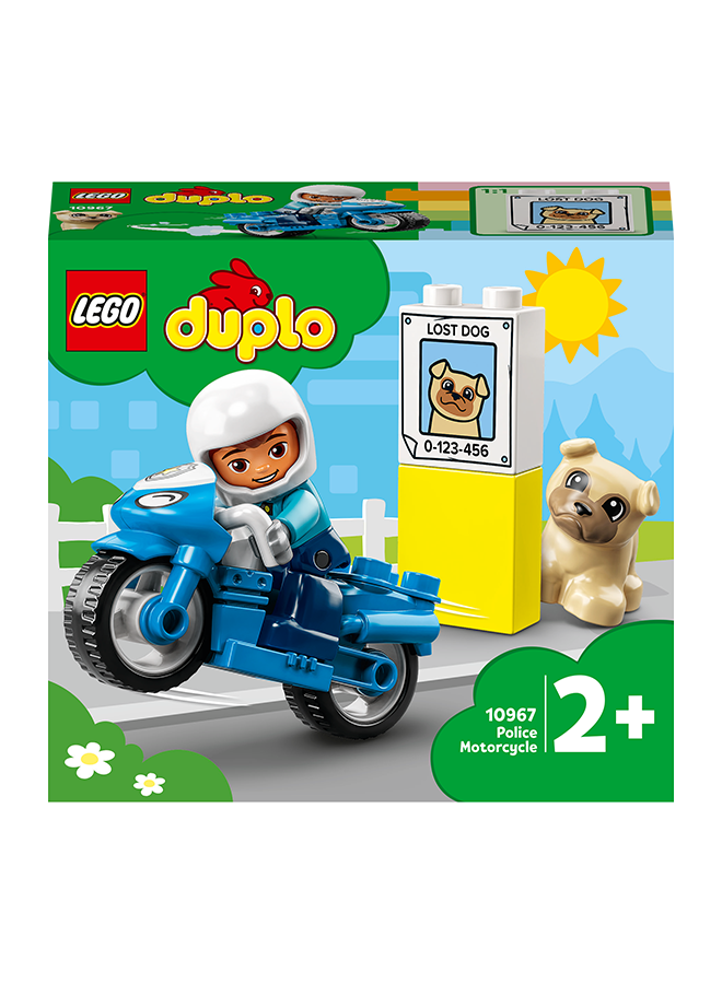 LEGO LEGO DUPLO Rescue Police Motorcycle 10967 Ramadan Gift for Kids; Police Officer Bike and Cute Dog; Finding a Lost Dog and More Police Activities for Toddlers, Preschoolers and Kids Aged 2+ (5 Pieces)