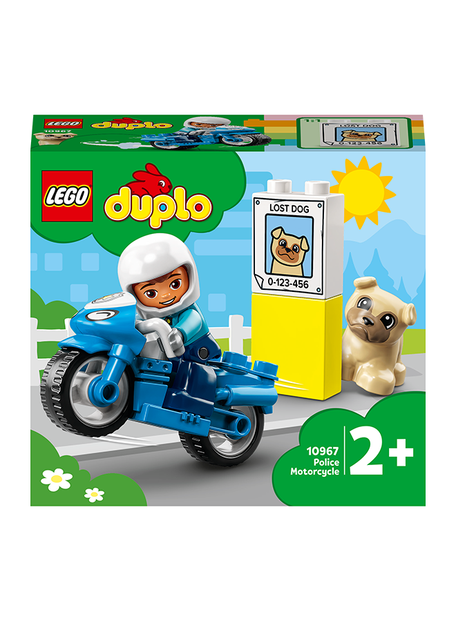 LEGO - 6379254 LEGO® DUPLO® Rescue Police Motorcycle 10967 Building Toy for Imaginative Play; Police Officer Bike and Cute Dog; Finding a Lost Dog and More Police Activities for Toddlers, Preschoolers and Kids Aged 2+ (5 Pieces) 5 2+ Years - Image 1