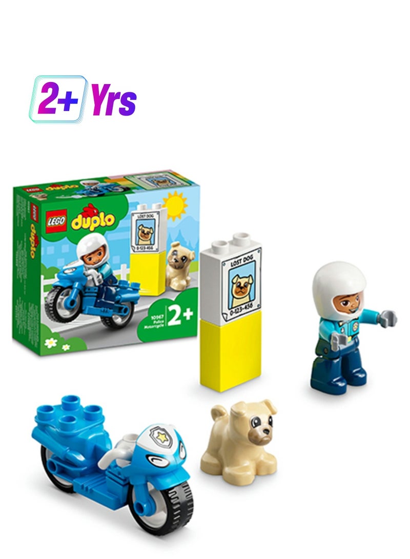 LEGO - 6379254 LEGO® DUPLO® Rescue Police Motorcycle 10967 Building Toy for Imaginative Play; Police Officer Bike and Cute Dog; Finding a Lost Dog and More Police Activities for Toddlers, Preschoolers and Kids Aged 2+ (5 Pieces) 5 2+ Years - Image 1