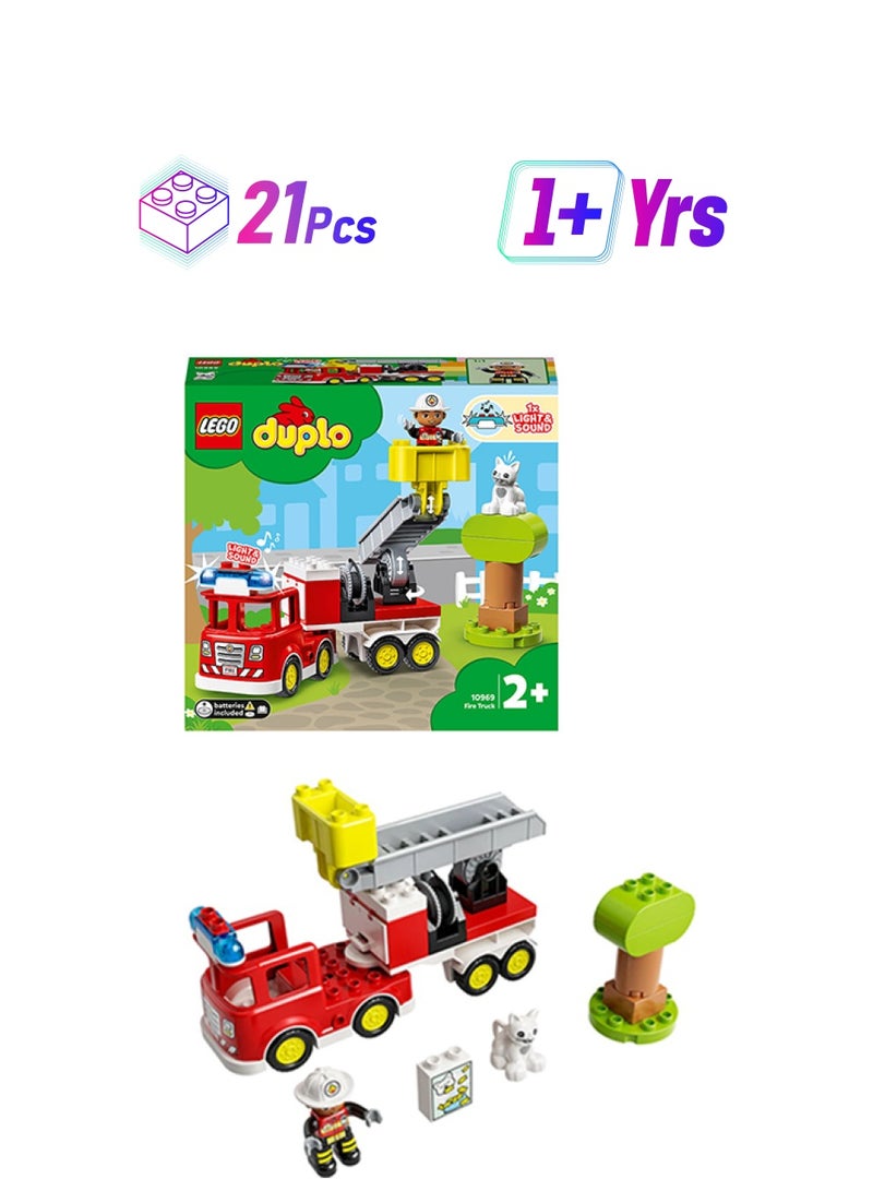 LEGO 6379258 DUPLO Rescue Fire Engine 10969 Building Toy and Imaginative Playset; Includes a Firefighter Figure and Fire Truck with Lights and Siren; Gift for Toddlers, Preschoolers and Kids Aged 2+ (21 Pieces) 1+ Years LEGO 21 1+ Years  - Image 1