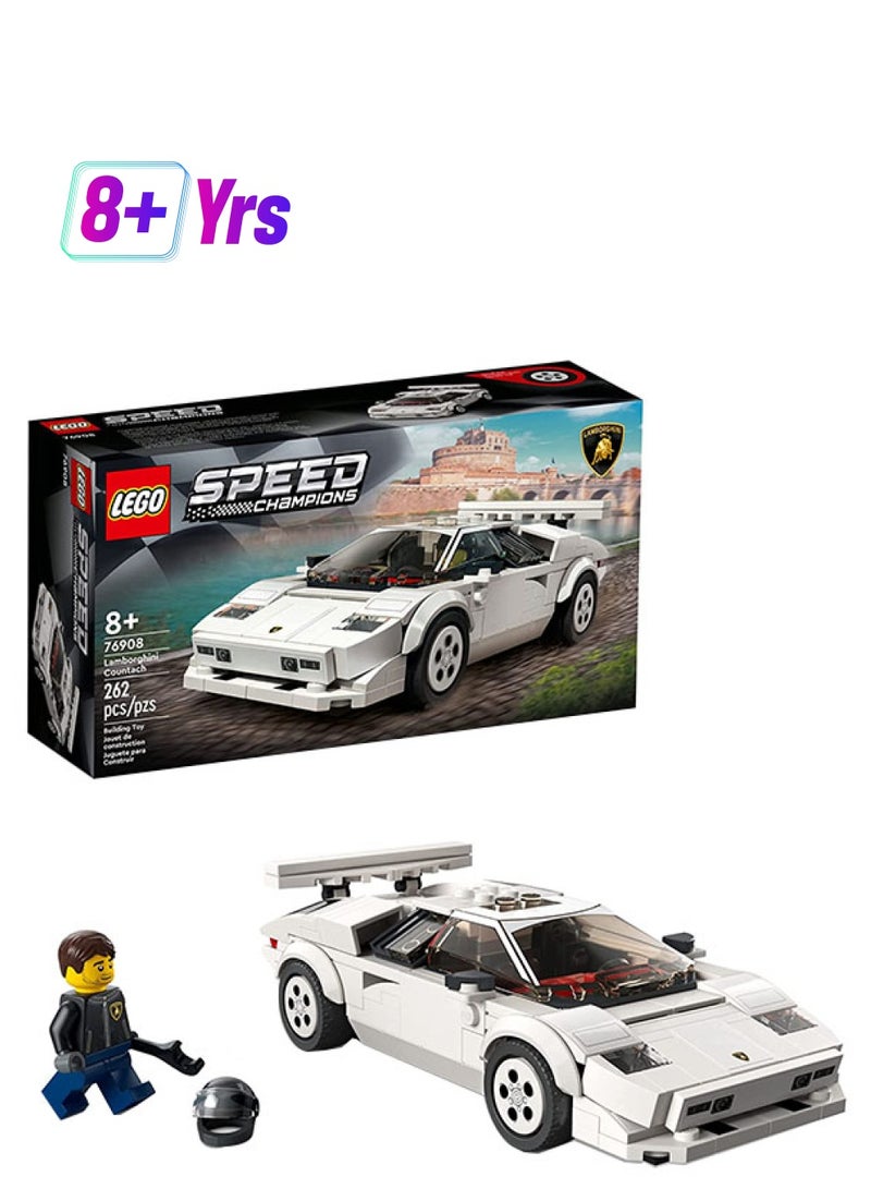 LEGO - 6379690 Speed Champions Lamborghini Countach 76908 Building Kit; Collectible Model of the Iconic Super Sports Car for Kids Aged 8+, Includes a Driver Minifigure with Helmet and Wrench (262 Pieces) 262 8+ Years - Image 1