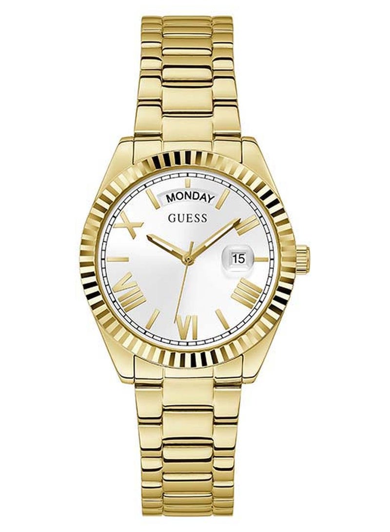 جس ساعة يد لونا بعقارب وسوار من الستانلس ستيل مقاس 36 مم، لون ذهبي - طراز GW0308L2 للنساء