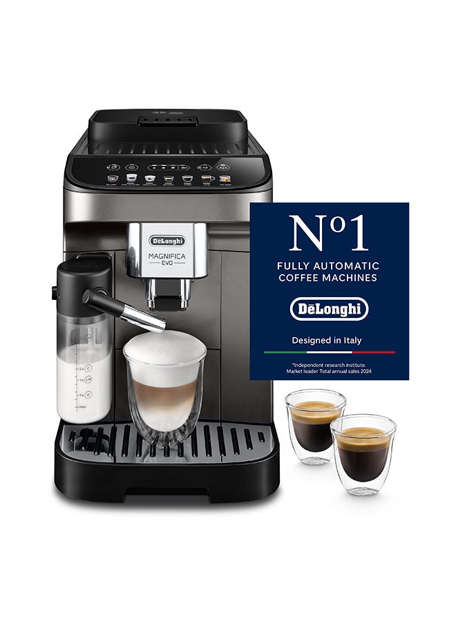 De'Longhi Coffee Machine MAGNIFICA EVO Fully Automatic Bean to Cup Coffee Machine, 9+ Functions, Ideal for Espresso, Americano, Cappuccino, Latte, Macchiato & Many More Coffee Recipes 1450 W ECAM290.81.TB Black / Silver - Image 1