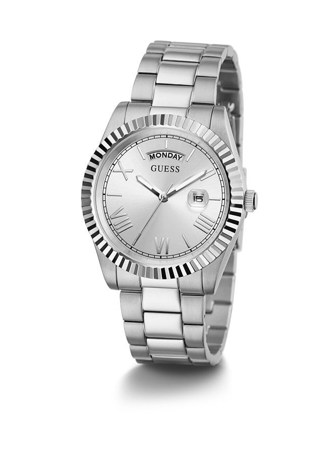 جس ساعة يد كونوسير بعقارب وسوار من الستانلس ستيل 42 مم، لون فضي طراز GW0265G6 للرجال - Image 1