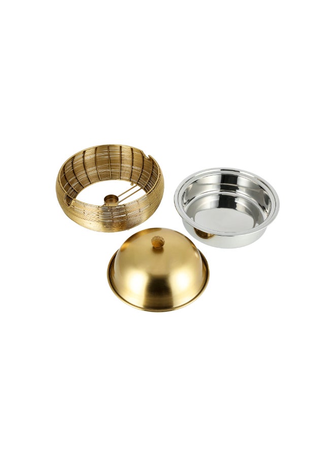 لا ميسا طبق تقديم مع سخان ستانلس ستيل 3 لتر ذهبي 29x29x26سم - Image 4