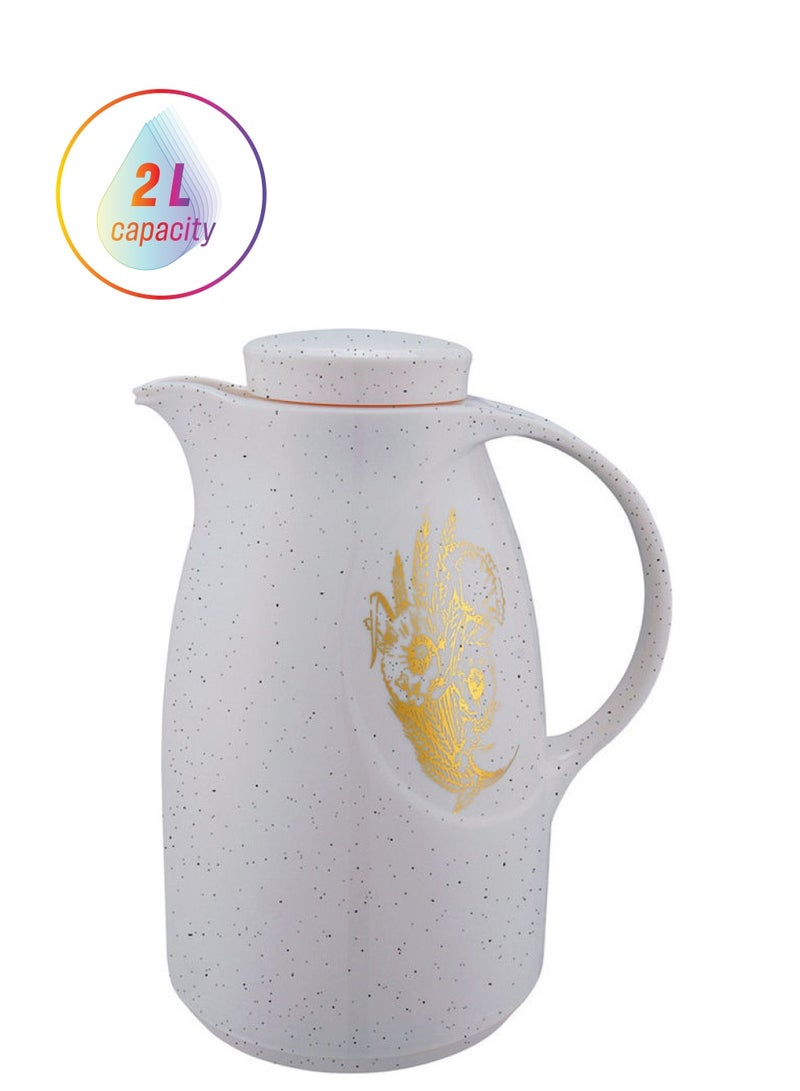 REEM Plastic Coffee/Tea Flask Beige With Dot/Gold 2Liters