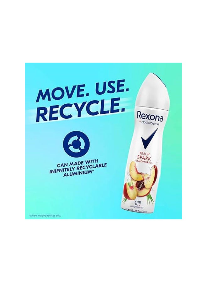 Rexona - Women Antiperspirant Deodorant Peach Spark & Lemongrass Spray White 150ml - Image 1