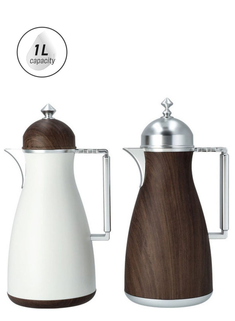 Dallaty 2-Piece Plastic Vf Koufa Flask White/Brown 1Liters