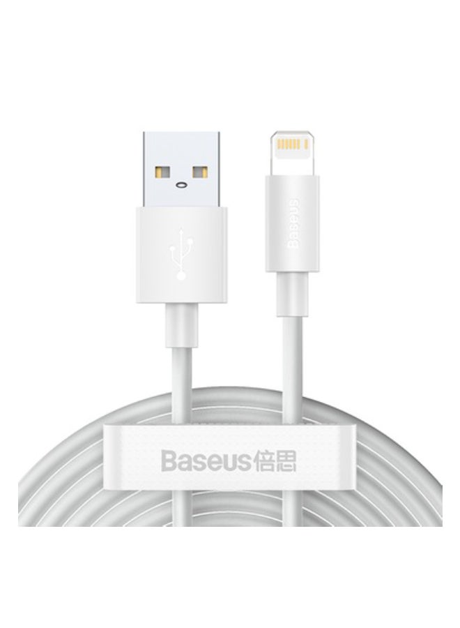 Baseus - Lightning Cable 2 Pack of 1.5m for iPhone USB Cable, USB A to Lightning Cord Compatible with iPhone 14/13/12/11/10/XS/X /8/7 /6 iPad and More - White - Image 1