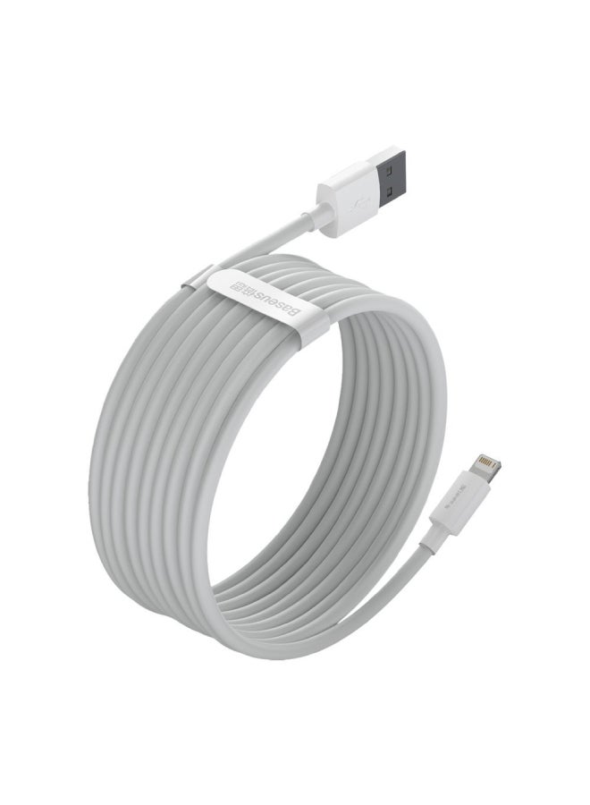 Baseus - Lightning Cable 2 Pack of 1.5m for iPhone USB Cable, USB A to Lightning Cord Compatible with iPhone 14/13/12/11/10/XS/X /8/7 /6 iPad and More - White - Image 1