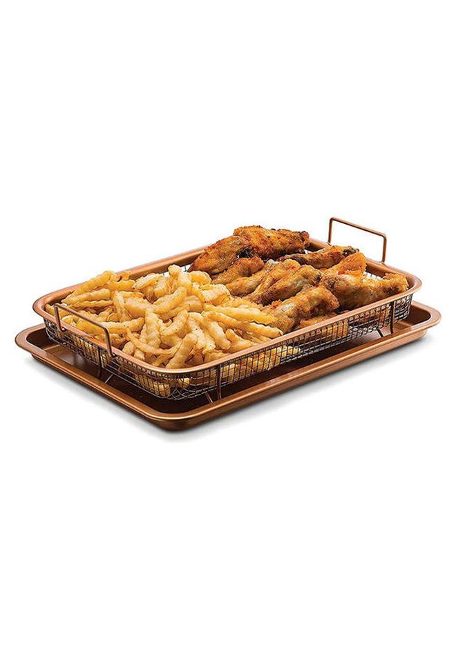 Beauenty Nonstick Copper Crisper Tray Fry Food Without Oil Gold - Image 1