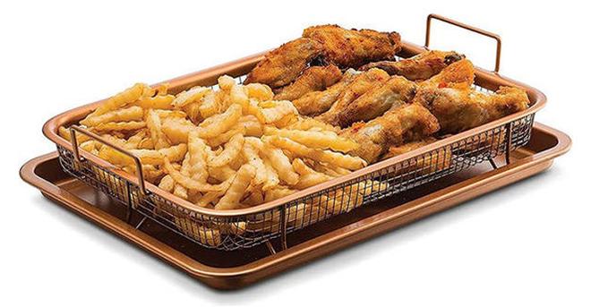 Beauenty Nonstick Copper Crisper Tray Fry Food Without Oil Gold - Image 1