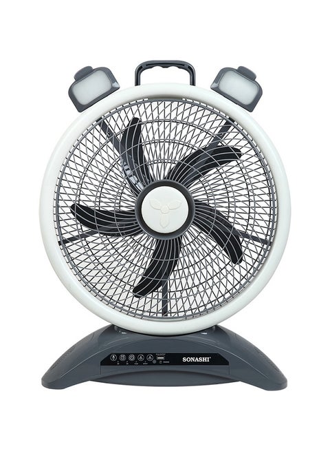 14" Rechargeable Fan - Remote Control with LED Light | 3 Speed Settings - Low/Medium/High | USB Charging Feature with Continuous 20 Hours Working | Portable Fan SRF-614 Grey/White