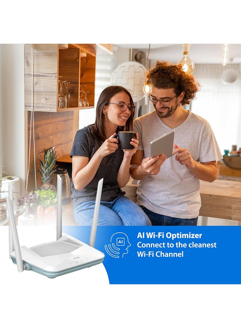 D-Link - WiFi 6 Router, AX1500 Ai Series 802.11AX Smart Home Wireless Internet Gigabit Dual Band Network System (R15) White - Image 1