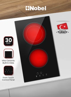 30 cm Vitro Ceramic Built-in Hobs, Black Ceran Glass Top, Front Touch Control Panel, Led Illuminated Touch Panel, Automatic Safety Cut-out, Hot Surface Alert Feature, Easy Cleanable High-Resistance Glass Surface, 9 Power Stages, 2900W Max NBI3020V Black