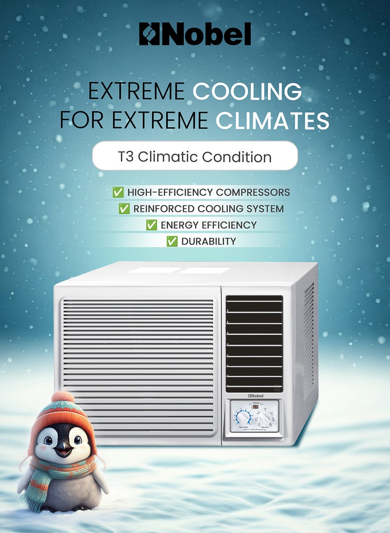 Nobel Powerful 24000 BTU Window Air Conditioner with R410A, Rotary Compressor, and T3 Climate Rating 3500 W NWAC24C White  - Image 3