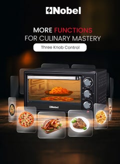 Nobel Electric Oven 18 Litres Capacity, 100-250℃ Temperature Control, 60 Minutes Timer, Rotisserie, Inner Lamp, Stainless Steel Heating Element 18 L 1280 W NEO20 Black  - Image 5