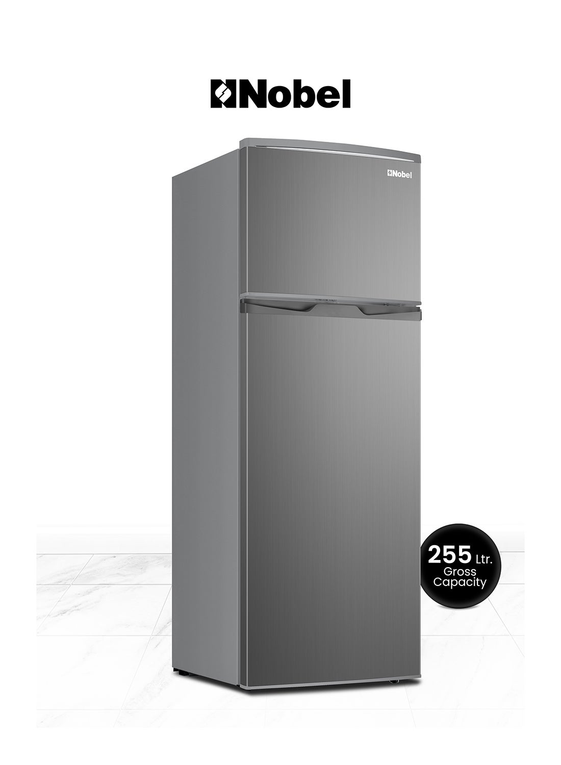 255 L Gross / 210 L Net, Double Door Refrigerator, Defrost, R600a Refrigerant, 3 Star Esma, Temperature Control, Inside Light, Outside Condenser, Removable gasket, Vegetable Crisper NR255RSI Inox Colour 