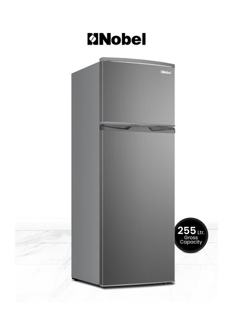 255 L Gross / 225 L Net, Double Door Refrigerator, Defrost, R600a Refrigerant, 3 Star Esma, Temperature Control, Inside Light, Outside Condenser, Removable Gasket, Vegetable Crisper NR255RS Inox Colour