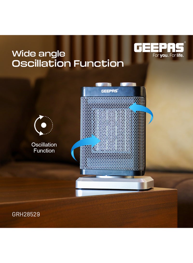 GEEPAS - PTC Fan Heater, Ceramic Heating Element, Overheat Protection | Safety Tip-Over Switch | Adjustable Thermostat 1500 W GRH28529 Black & Silver - Image 1
