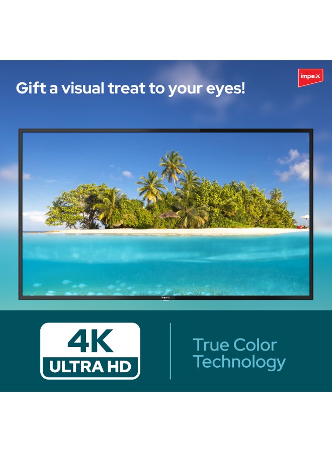 Impex 60 Inch 4K UHD Smart LED TV - Android, Quad Core, Frameless, A+ Panel, Wi-Fi, 3 HDMI, 2 USB, RJ45, DVB-T2, 3840x2160 Resolution, 176° View, Slim Design, 2 Year Warranty - Gloria 60 UHD Smart - Black GLORIA 60 UHD SMART Black - Image 4