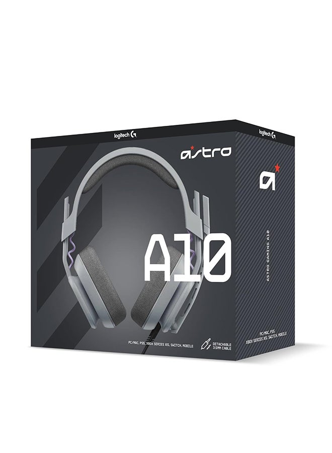 ASTRO - Astro A10 Gaming Headset Gen 2 Wired Headset - Over-Ear Gaming Headphones with flip-to-Mute Microphone, 32 mm Drivers, for Xbox Series X|S, Xbox One, Playstation 5/4, Nintendo Switch, PC, Mac - Grey - Image 1