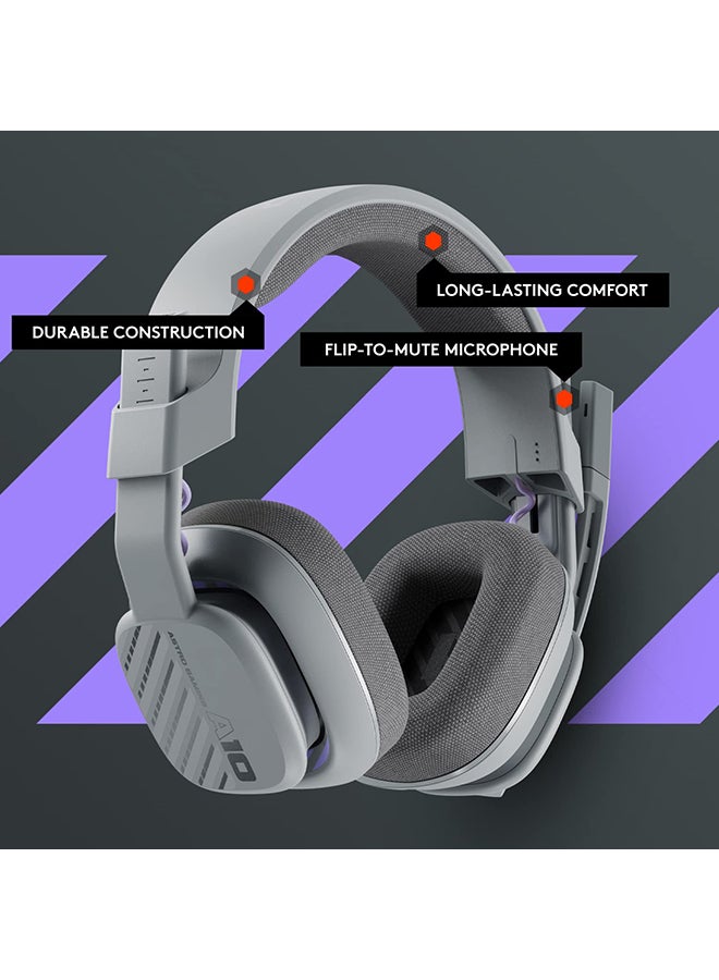 ASTRO - Astro A10 Gaming Headset Gen 2 Wired Headset - Over-Ear Gaming Headphones with flip-to-Mute Microphone, 32 mm Drivers, for Xbox Series X|S, Xbox One, Playstation 5/4, Nintendo Switch, PC, Mac - Grey - Image 1