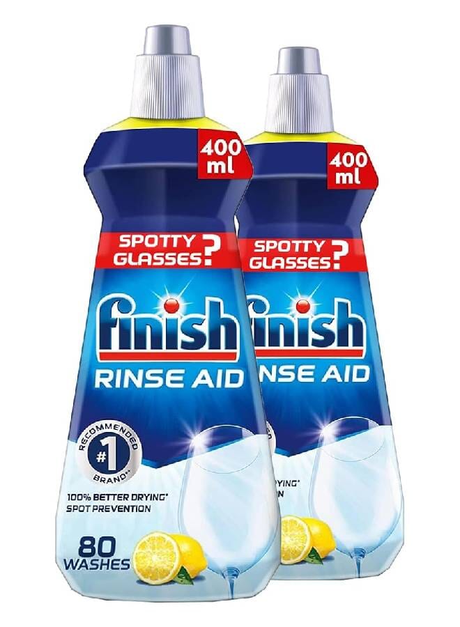 Finish Dishwasher Detergent Rinse Aid Liquid -  Original Scent 2x 400ml - Image 1