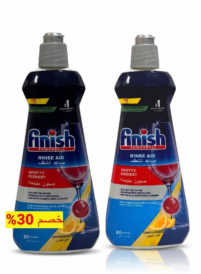 Dashwasher Cleaner Rinse Aid With Lemon Smell 80 washes, Pack Of 2 - 400ml