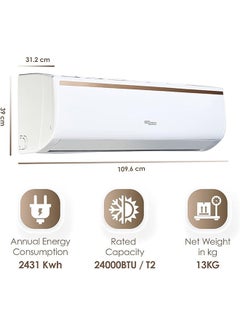 SUPER GENERAL 2 Ton Super General 2 Ton Split Air Conditioner, 24000 BTU, Rotary Compressor, Auto Restart, Gold Fin, 4-Way Swing - 103.3 x 20.2 x 31.3 Cm SGS249NE White  - Image 2