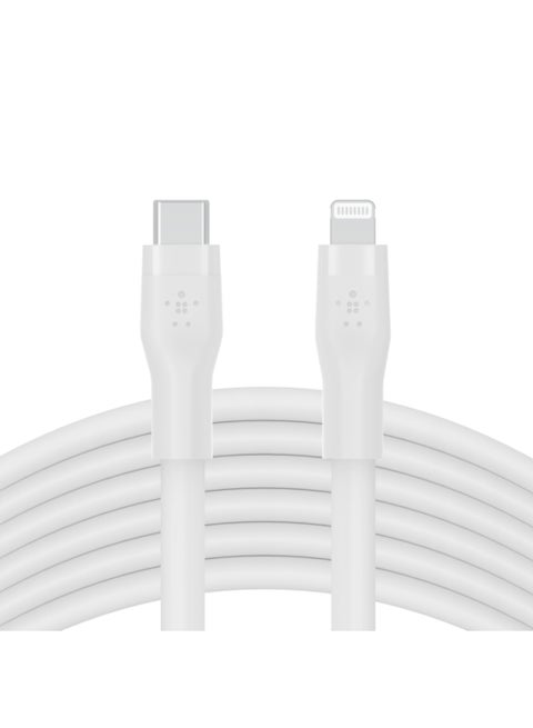 BoostCharge Flex Silicone USB Type C to Lightning Cable (3M/10ft), MFi Certified 20W Fast Charging PD Power Delivery for iPhone 14/14 Plus, 13, 12, Pro, Max, Mini, SE, iPad and More White