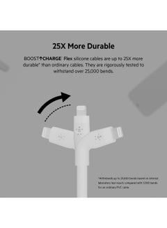 belkin BoostCharge Flex Silicone USB Type C to Lightning Cable (3M/10ft), MFi Certified 20W Fast Charging PD Power Delivery for iPhone 14/14 Plus, 13, 12, Pro, Max, Mini, SE, iPad and More White  - Image 5