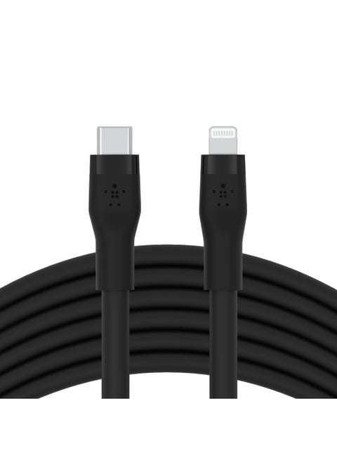 BoostCharge Pro Flex Silicone USB Type C To Lightning Cable (3M/10Ft), MFI Certified iPhone Cable 20W Fast Charging Power Delivery For iPhone 14/14 Plus, 13, 12, Pro, Max, Mini, Se, iPad And More Black