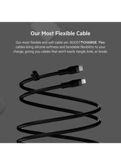 belkin BoostCharge Pro Flex Silicone USB Type C To Lightning Cable (3M/10Ft), MFI Certified iPhone Cable 20W Fast Charging Power Delivery For iPhone 14/14 Plus, 13, 12, Pro, Max, Mini, Se, iPad And More Black  - Image 4