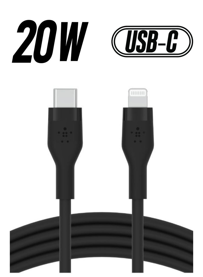 BoostCharge Pro Flex Silicone USB C To Lightning Cable, MFI Certified iPhone Cable 20W Fast Charging Power Delivery For iPhone 15, 14, 13, 12, Pro, Plus, Pro Max, Mini, iPad And More - (1M) Black - pnsku/N52881965A/45/_/1738266597/87fdad47-e7b1-4871-a07a-be52aace2db7