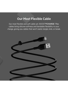 belkin Belkin Boostcharge Flex Silicone Usb Type C To A Cable (3M/10Ft), Usb Usb-If Certified Usb-C Charging Cable For Ipad Pro, Galaxy S21, Ultra, Plus, Note 20, Pixel, And More - Black Black  - Image 5